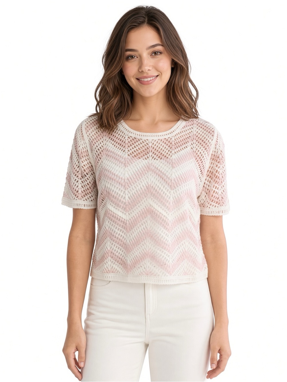 NWT Laundry by Shelli Segal Zigzag Crocheted Sweater